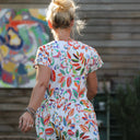 Robe Anastasia midi satin de coton Fleurs de Nacarat - Quintessence