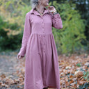 Robe Arlène - Armuré de coton rose boisé - Quintessence