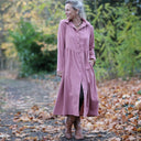Robe Arlène - Armuré de coton rose boisé - Quintessence