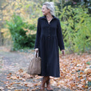 Robe Arlène - triple gaze de coton noire - Quintessence