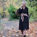 Robe Arlène - triple gaze de coton noire - Quintessence