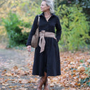 Robe Arlène - triple gaze de coton noire - Quintessence