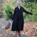 Robe Arlène - triple gaze de coton noire - Quintessence