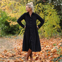 Robe Arlène - Velours milleraies bleu marine - Quintessence