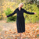 Robe Arlène - Velours milleraies bleu marine - Quintessence