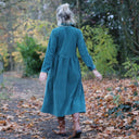 Robe Arlène - Velours milleraies vert émeraude - Quintessence