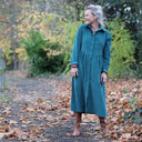 Robe Arlène - Velours milleraies vert émeraude - Quintessence