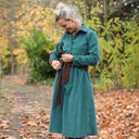 Robe Arlène - Velours milleraies vert émeraude - Quintessence