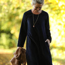 Robe Armande – velours côtelé bleu marine - Quintessence