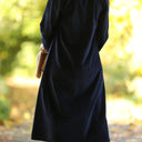 Robe Armande – velours côtelé bleu marine - Quintessence