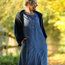 Robe Armande – velours côtelé bleu officier - Quintessence