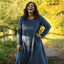 Robe Armande – velours côtelé bleu officier - Quintessence