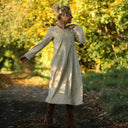 Robe Armande – Velours milleraies ivoire fleuri - Quintessence