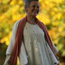 Robe Armande – Velours milleraies ivoire fleuri - Quintessence