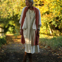 Robe Armande – Velours milleraies ivoire fleuri - Quintessence