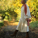 Robe Armande – Velours milleraies ivoire fleuri - Quintessence