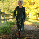 Robe Armande – velours milleraies vert anglais - Quintessence