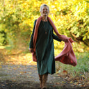 Robe Armande – velours milleraies vert anglais - Quintessence