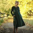 Robe Armande – velours milleraies vert anglais - Quintessence