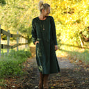 Robe Armande – velours milleraies vert anglais - Quintessence