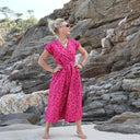 Robe Athéna - popeline de coton Milos fuchsia - Quintessence