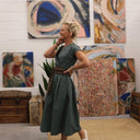 Robe Athéna - popeline de coton vert eucalyptus - Quintessence