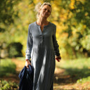 Robe Aurélia - Double gaze de coton bleu chiné - Quintessence