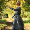 Robe Aurélia - Double gaze de coton bleu chiné - Quintessence