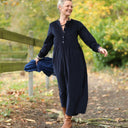 Robe Aurélia - velours côtelé bleu marine - Quintessence