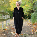 Robe Aurélia - velours côtelé noir - Quintessence