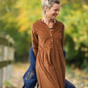 Robe Aurélia - velours milleraies écureuil - Quintessence