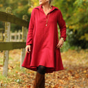 Robe Carole – Double gaze de coton plumetis grenat - Quintessence