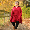 Robe Carole – Double gaze de coton plumetis grenat - Quintessence