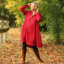 Robe Carole – Double gaze de coton plumetis grenat - Quintessence