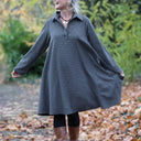 Robe Carole – flanelle de coton à carreaux grisés - Quintessence