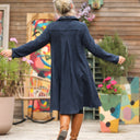 Robe Carole - Jacquard de coton lin bleu marine - Quintessence