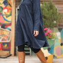 Robe Carole - Jacquard de coton lin bleu marine - Quintessence