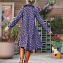 Robe Carole – Velours milleraies Éclats de myosotis - Quintessence