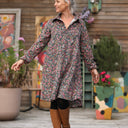 Robe Carole – Velours milleraies fleuri champêtre - Quintessence