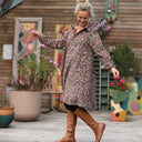 Robe Carole – Velours milleraies fleuri champêtre - Quintessence