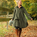 Robe Carole – Velours milleraies Kaki - Quintessence