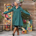 Robe Carole – Velours milleraies Vert lagune - Quintessence