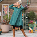 Robe Carole – Velours milleraies Vert lagune - Quintessence