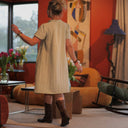 Robe Céleste - coton brodé rayé kaki - Quintessence