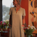 Robe Céleste - coton brodé rayé kaki - Quintessence