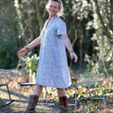 Robe Céleste - coton"Printemps bleu" - Quintessence