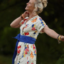 Robe Charline – Armuré de coton Fleurs aquarelle - Quintessence