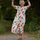 Robe Charline – Armuré de coton Fleurs aquarelle - Quintessence