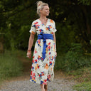 Robe Charline – Armuré de coton Fleurs aquarelle - Quintessence