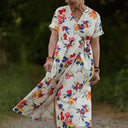 Robe Charline – Armuré de coton Fleurs aquarelle - Quintessence
